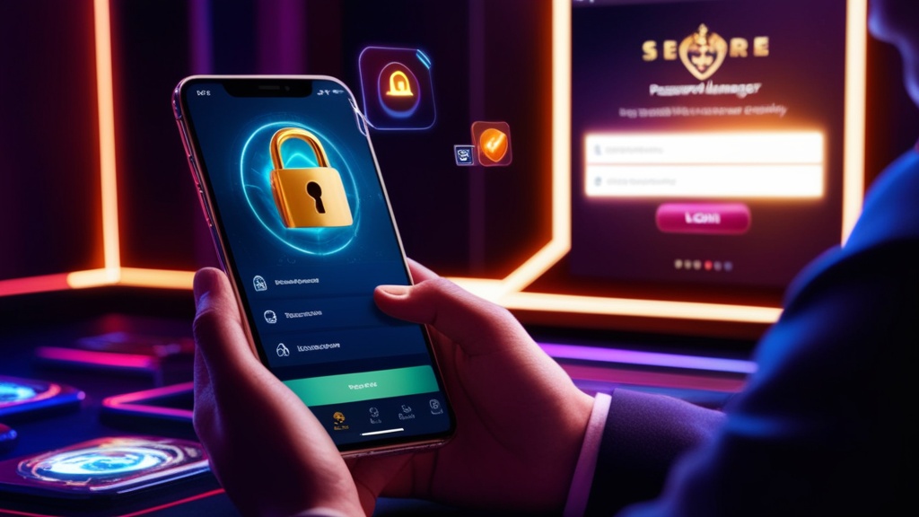 A secure casino login setup with password manager and account protection alerts