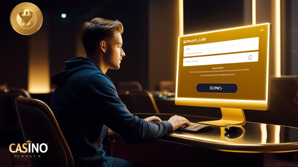 Player checking a bonus code form in a dark casino setting