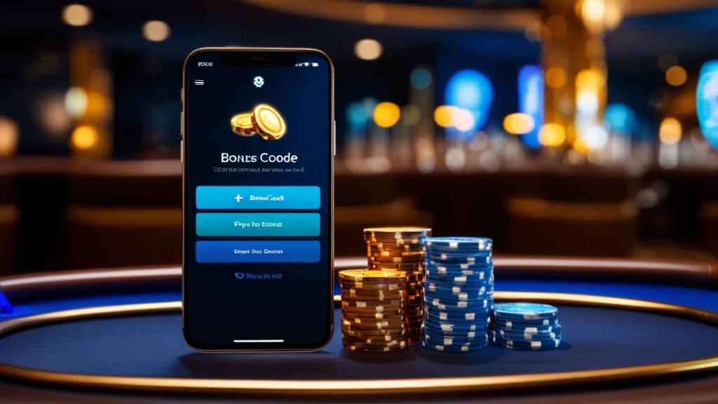 Smartphone showing a casino bonus code form in a dark lounge