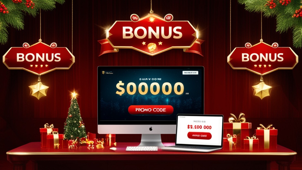 Seasonal casino promotion with countdown timer and bonus banners